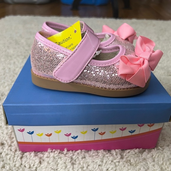 Toddler 7 Sparkle Pink Mary Jane Squeaker Shoe NIB - Picture 6 of 10